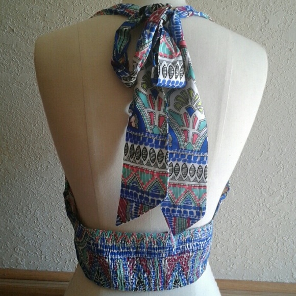 NEW NWOT Hippie Mandala Printed Halter Crop Top - Picture 5 of 5